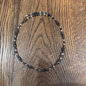 Black and Clear Beaded Magnetic Necklace